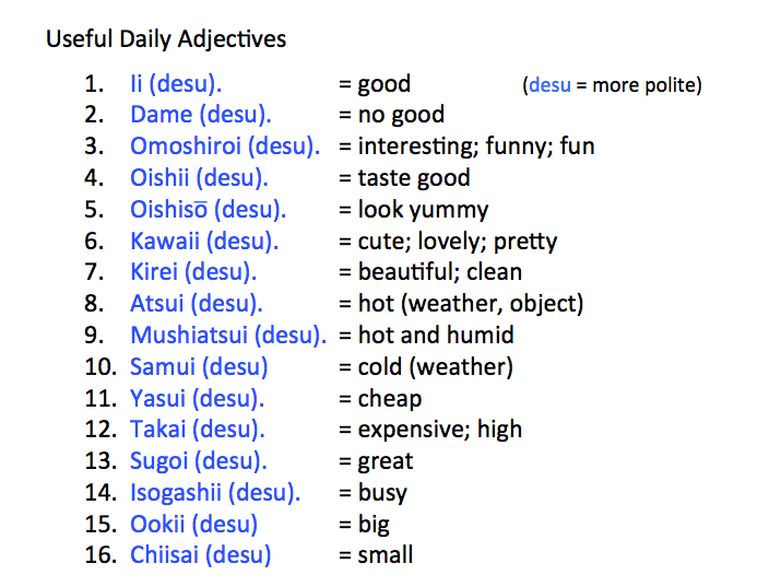 Useful Daily Adjectives