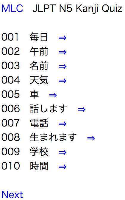 JLPT N5 Kanji Quiz 150 (for smartphone)