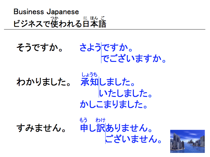 ビジネスで使われる日本語