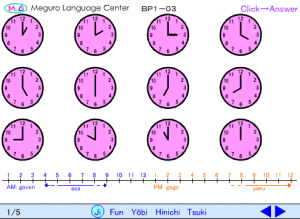 Hour, Minute, Day of the week, Date, Month (FLASH material)