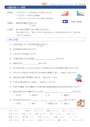 ~一方だ。~ばかりだ。
