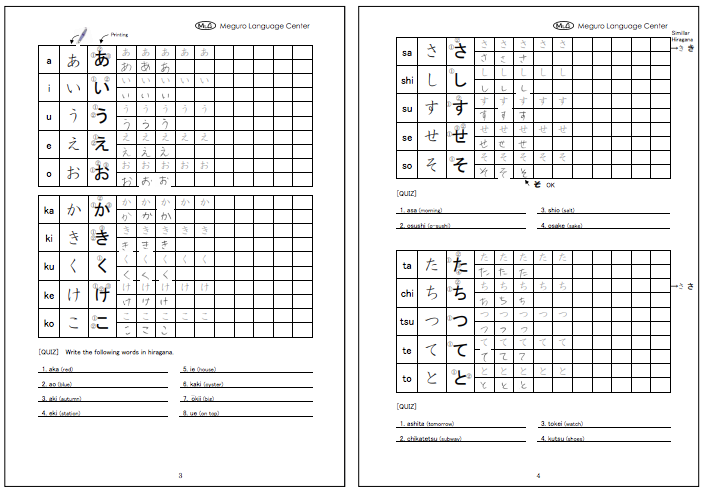 Hiragana Learning Chart