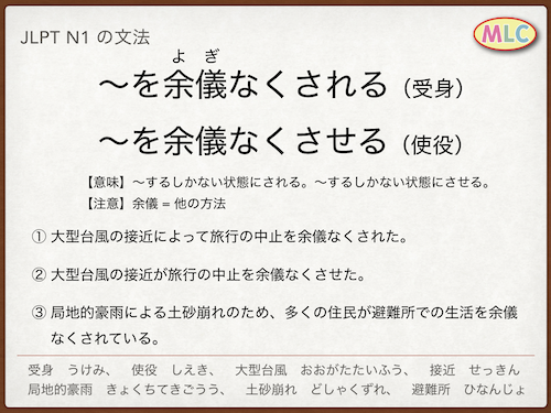 ~を余儀なくされる。~を余儀なくさせる。