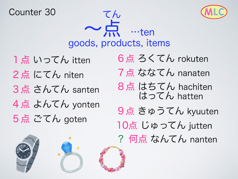 Counter　～点　...ten (goods)