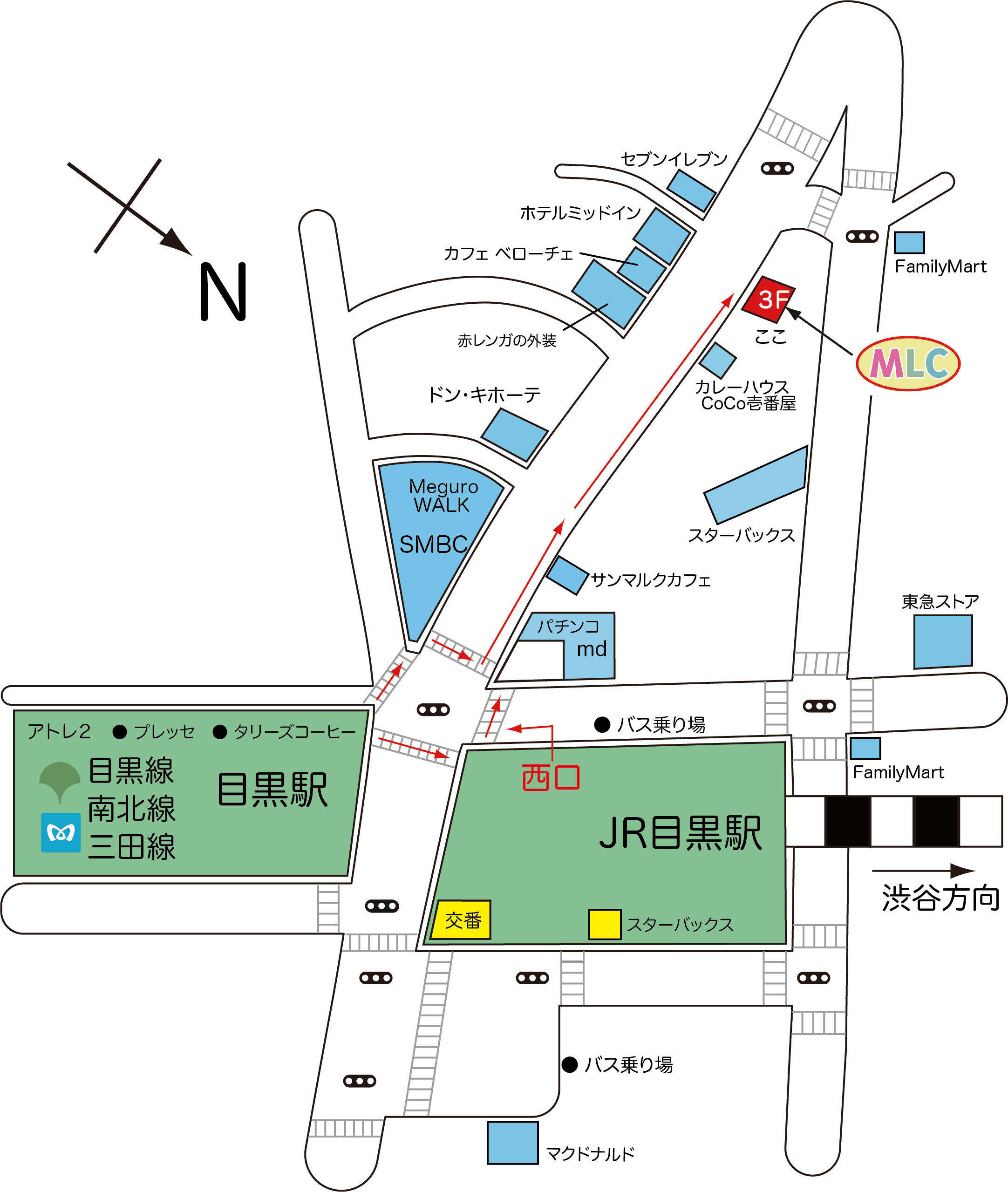 日本学校MLC目黒ランゲージセンターの地図